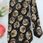 New HALSTON BLACK TAN KHAKI FLORAL OVALS MEN NECK TIE designer tie
