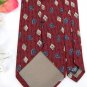 PERRY ELLIS RED BLUE KHAKI FLORAL DESIGN Men Neck Tie Men Designer Tie EUC