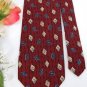 PERRY ELLIS RED BLUE KHAKI FLORAL DESIGN Men Neck Tie Men Designer Tie EUC
