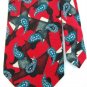 STATUS PAISLEY RED BLACK TEAL GREY SILK TIE NECKTIE Men Designer Tie EUC