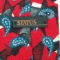 STATUS PAISLEY RED BLACK TEAL GREY SILK TIE NECKTIE Men Designer Tie EUC