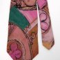 OAK TREE ART DECO 100% RAYON PINK TEAL TAN TIE NECK TIE Men Designer Tie EUC