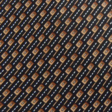 DI MOGGIO BLACK BROWN BEIGE ART DECO SILK MEN NECK TIE Men Designer Tie EUC