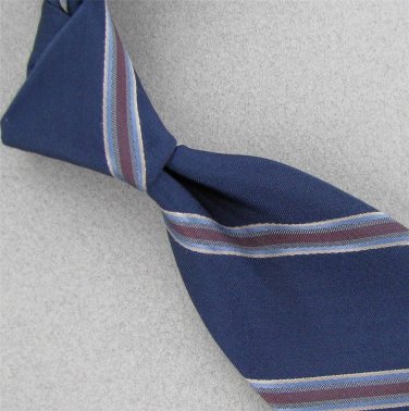 VTG CHRISTIAN DIOR BLUE STRIPE NARROW LOGO 1960 60s 70s Mens Neck Tie #V-1 EVC