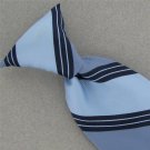 Vtg Snapper Sky Blue Stripe Snap On Clip-On 60s 70s Texture Short Neck Tie #V-4