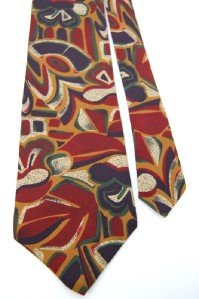 #1A JONES NEW YORK ABSTRACT YELLOW PURPLE RED MEN NECK TIE