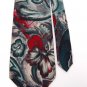 Cellini Green Floral Art Deco Beige Red Silk Neck Tie Men Designer Tie EUC