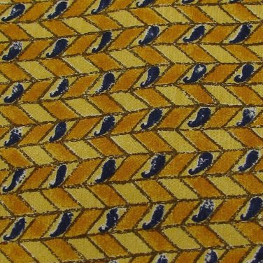 GEOFFREY BEENE USA PAISLEY STRIPE GOLD YELLOW NAVY Neck Tie Men Designer Tie EUC