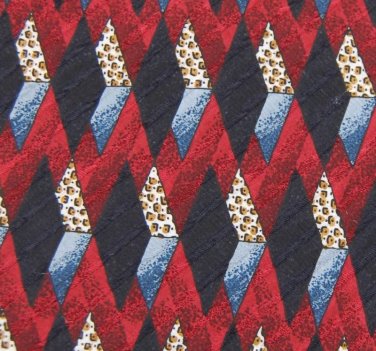 BILL ROBIN SON DIAMONDS RED BLUE BLACK SILK NECK TIE Men Designer Tie EUC