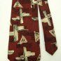 FRIDAY SOLUTION ABSTRACT MAROON BEIGE SILK MEN NECK TIE Men Designer Tie EUC
