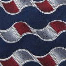PURITAN DarkBlue MAROON WAVES PATTERN SILK NECK TIE Men Designer Tie EUC