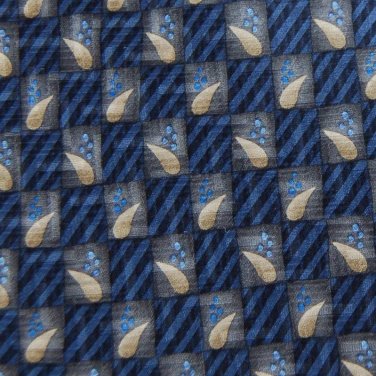STAFFORD PAISLEYS BLUE TAN GREY SILK MEN NECK TIE Men Designer Tie EUC