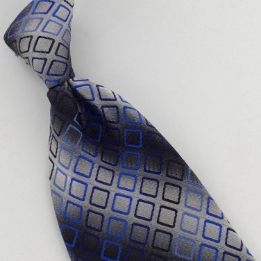 New CROFT & BARROW BLACK GRAY WOVEN GEOMETRIC Neck Tie Men Designer Tie EUC
