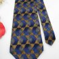 New VanHeusen USA Hexagon Triangle Gold Silk MEN Neck Tie Men Designer Tie EUC