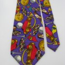 #1A PAPELL ART Necktie DECO GOLF FLAG PURPLE GOLD RED GREY  Silk Men NECK TIE