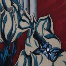 J BLADES TULIP FLORAL FLOWER MAROON TEAL GRAY NECK TIE Men Designer Tie EUC