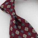 New COVINGTON MAROON GEOMETRIC CHECK NECK TIE Men Designer Tie EUC