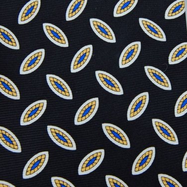 60" New Roundtree & Yorke Oval Blk Blue Gold Wht WideThick Neck Tie Men Designer