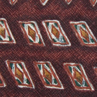 G J CAHN BROWN BLACK WHITE SHAPES SILK MEN NECK TIE Men Designer Tie EUC