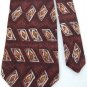 G J CAHN BROWN BLACK WHITE SHAPES SILK MEN NECK TIE Men Designer Tie EUC