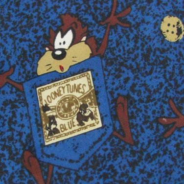 LOONEY TUNES TAZ POCKET JEAN BUTTON BLUE BLACK Neck Tie Men Designer Tie EUC
