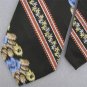 VINTAGE CHRISTIAN DIOR OLIVE STRIPE FLORAL FAT TEXTURE 60s Neck Tie #V-3