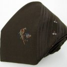 #1A Vintage NARROW AMBASSADOR Birds STRIPE PAISLEY STRIPE BROWN WHITE NECK TIE