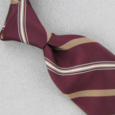 VTG CHRISTIAN DIOR GOLD MAROON STRIPE SKINNY LOGO 60s 70s Mens Neck Tie #V-1 EVC