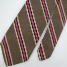 Vintage Brooks Brothers 60s 70s Stripe Silk Tan Pink Mens Neck Tie Necktie #EV