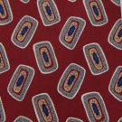 FERRELL REED NECKTIE DarkRed BLUE SHAPES SILK  Neck tie Men Designer Tie EUC