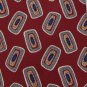 FERRELL REED NECKTIE DarkRed BLUE SHAPES SILK  Neck tie Men Designer Tie EUC