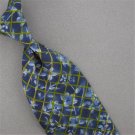 STRUCTURE BLUE OLIVEDRAB FLORAL GRID SILK MENS NECKTIE TIE #HG-11 Excellent