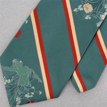 Vtg Don Loper Nude Nake Girl Garden Flower Thick Texture 60s Neck Tie #V-4 EVC