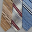 Vtg 3 Pierre Cardin Sky Blue Brn Gray Logo Stripe Narrow Skinny 70s Neck Tie Lot