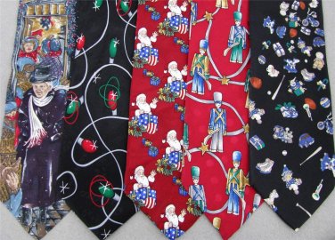 2 Christmas Xmas Holiday Silk Men's Ties Necktie Neck Tie Lot #L2
