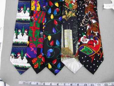 5 Christmas Xmas Holiday Silk Men's Ties Necktie Neck Tie Lot #P18Y Excellent
