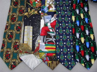 5 Christmas Xmas Holiday Silk Men's Ties Necktie Neck Tie Lot #P21D Excellent