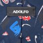ADOLFO ART DECO BLACK RED BLUE SILK NECKTIE Men Designer EUC