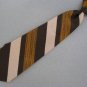 Vtg Town Craft Brn Gold Striped Snap On Clip-On 1970 60s 70s Mens Neck Tie #V-4