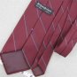 Vtg YSL Yves Saint Laurent Monogram Narrow Stripe Maroon Navy 70s Neck Tie #V-4