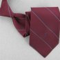 Vtg YSL Yves Saint Laurent Monogram Narrow Stripe Maroon Navy 70s Neck Tie #V-4