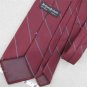Vtg YSL Yves Saint Laurent Monogram Narrow Stripe Maroon Navy 70s Neck Tie #V-4