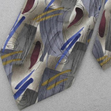 59" Long J Garcia Paris In The Rain Collections Gray Neck Tie Men Designer EUC