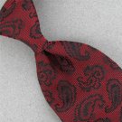 Vintage Rare Wembley Maroon Black Gloss Paisley Check Men 70s Neck Tie V-4 EVC