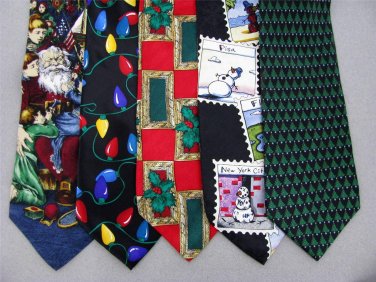 5 Christmas Xmas Holiday Silk Men's Ties Necktie Neck Tie Lot #P15 Excellent