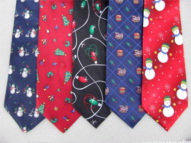 7 Christmas Xmas Holiday Silk Men's Ties Necktie Neck Tie Lot #P7A Excellent