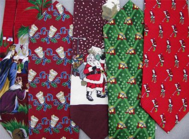 7 Christmas Xmas Holiday Silk Men's Ties Necktie Neck Tie Lot #P1 Excellent
