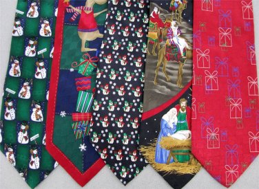 7 Christmas Xmas Holiday Silk Men's Ties Necktie Neck Tie Lot #P3 Excellent