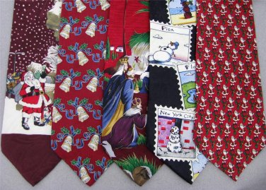 7 Christmas Xmas Holiday Silk Men's Ties Necktie Neck Tie Lot #P4A Excellent