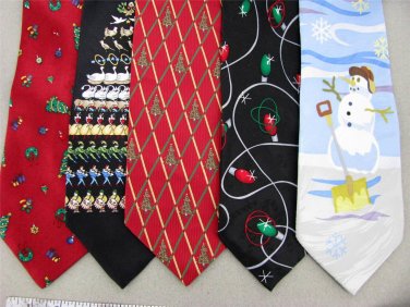 5 Christmas Xmas Holiday Silk Men's Ties Necktie Neck Tie Lot #P8H Excellent